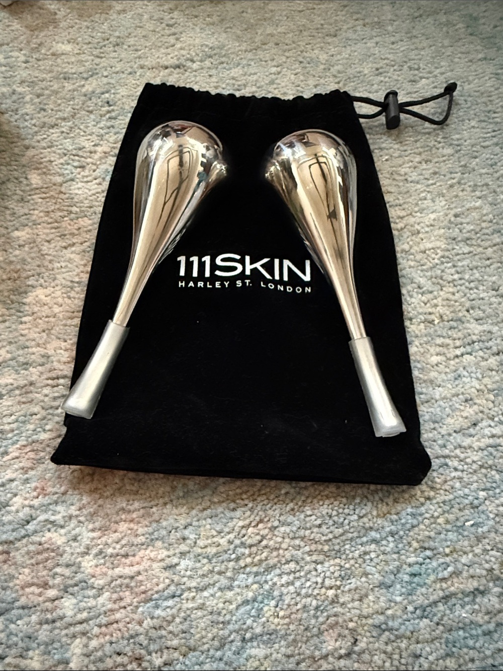 111SKIN Silver Facial Massage Globes with Branded Pouch